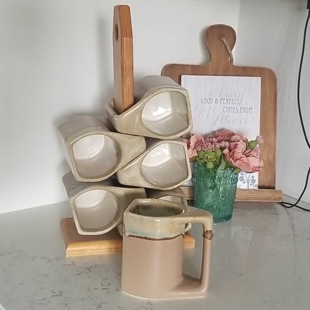 Set of 6 Padilla Stoneware Coffee Mugs